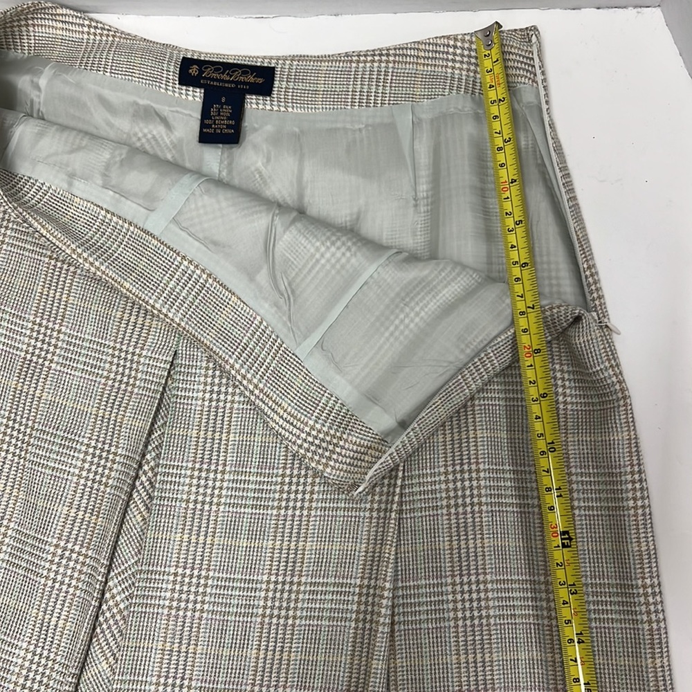 NWT Brooks Brothers Women’s Silk and Linen Plaid Tweed Midi Skirt Size 8 - Picture 7 of 8